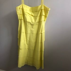 BCBG Tiered Dress in yellow, size 10